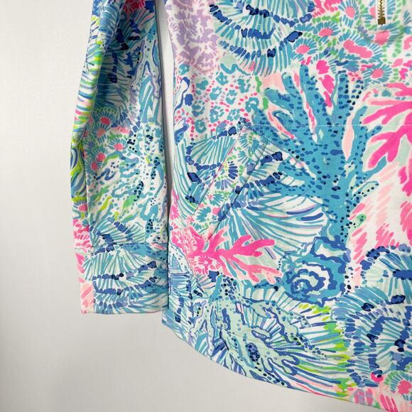 Lilly Pulitzer XXS Blue Green Pink Skipper Popover Bali Blue Sway This Way UPF50 - Picture 5 of 8